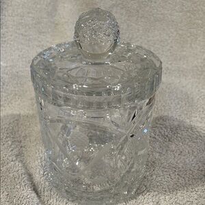 Crystal Biscuit Jar w/Lid & Golf Motif